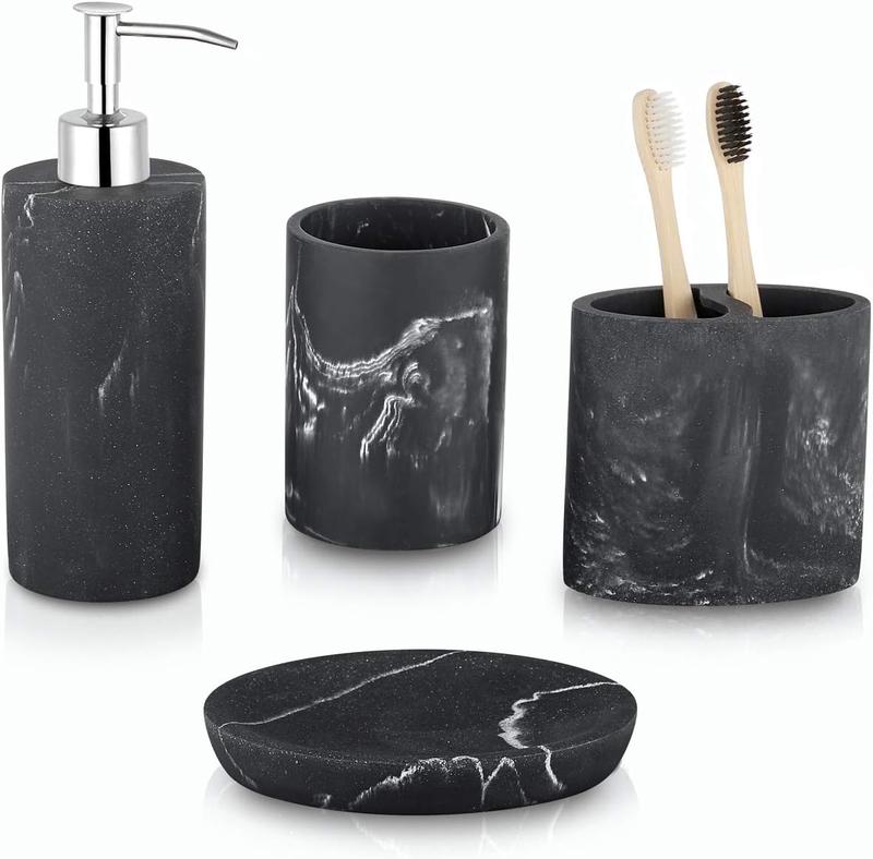 Black Marble Look Toothbrush Cup - Electric Toothbrush and Toothpaste Holder - Organizer Makeup Brush and Razor - Bottles 4