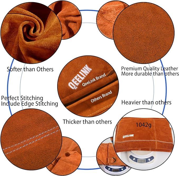 Leather Woodwork Apron,  Heavy Duty Leather Apron with 6 Tool Pockets, Adjustable M to XXL Hand Retro 3