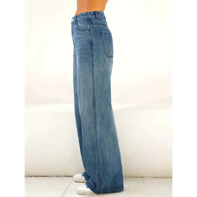 Stretchy Comfort Fit High-Waisted Straight Leg Jeans for Women - Four-Season Relaxed Pants with Pockets, Soft Cotton Blend Fabric, and Flattering Cut - Perfect for Everyday Wear 1