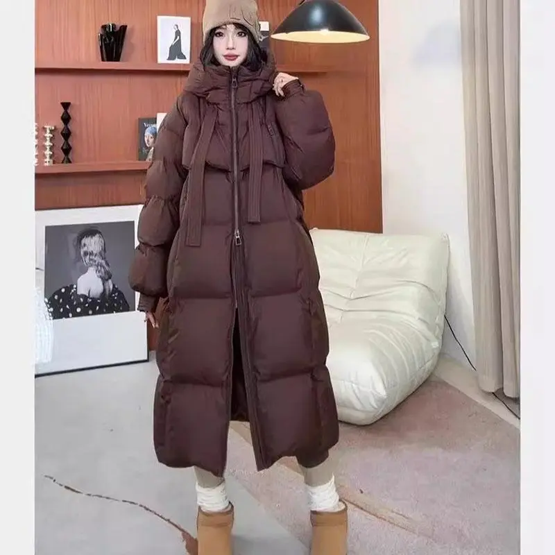 2024 New Winter Long Hooded Thick Warm Jacket Women Parkas Casual Loose Down Cotton Outerwear Female Overcoat 4