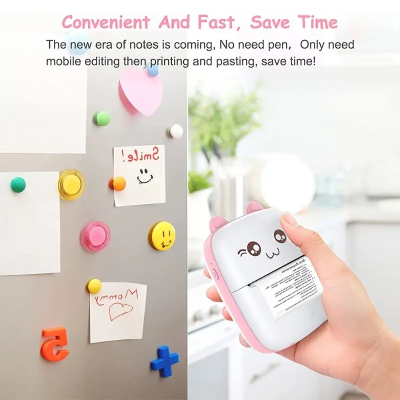 Portable Printer, Mini Pocket Wireless BT Thermal Printers for Smartphone, BT Inkless Printing Gift for Label Receipt Photo Notes Study Home Office 5