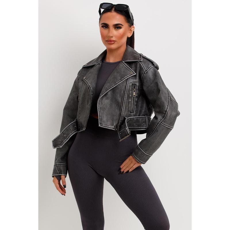 Faux Leather Jacket Grey 3