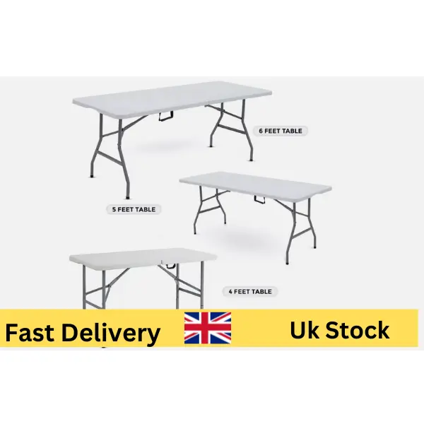 Catering Camping Heavy Duty Folding Trestle Table for Outdoor Picnics and BBQ Parties - Available in 4ft, 5ft, and 6ft Sizes