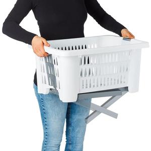 GEEZY Folding Laundry Basket with Foldable Legs - Lightweight Ventilated Laundry Bin, Large Capacity Plastic Washing Basket, Space-Saving Clothes Basket Storage, Keep Bathroom Tidy & Room Organised Organiser