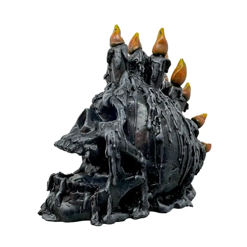 Dark Gothic Black Skull Figurine Occult Statue Fantasy Altar Ornament 19.5 cm 4