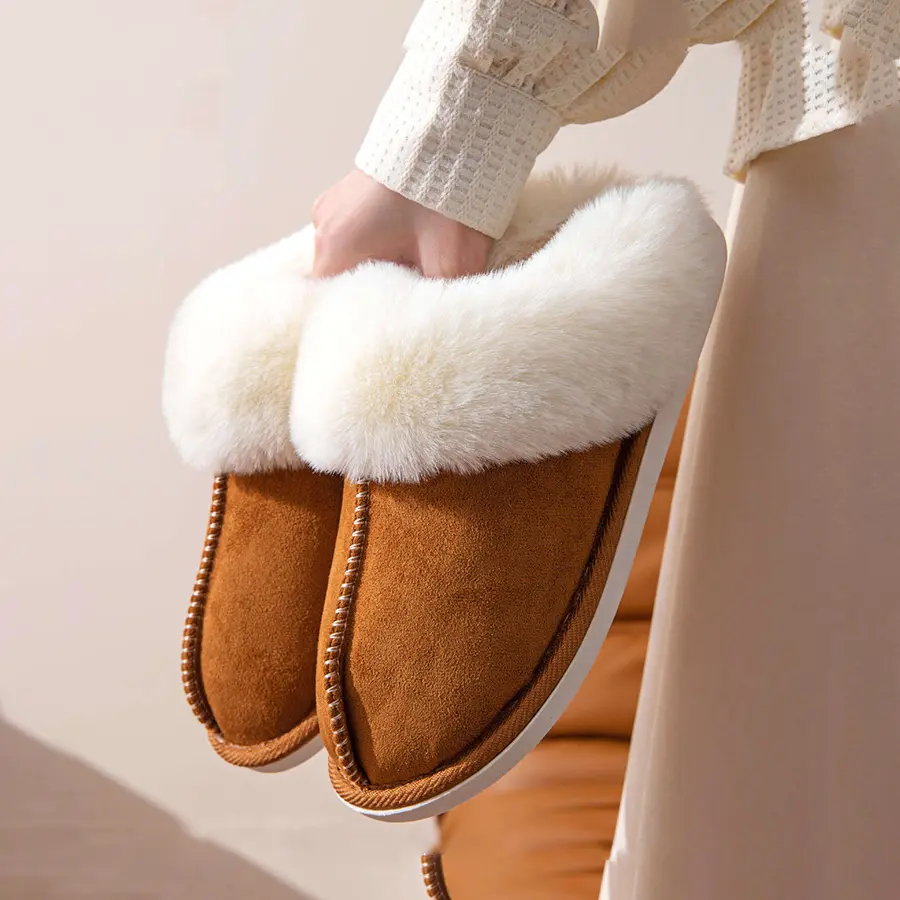 Cozy Lizzie Faux Fur Lined Suede Slippers – Luxurious Comfort and Style for Indoor & Outdoor Use
