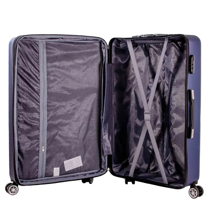 T-HC-13 NAVY SET OF 3 TRAVEL TROLLEY SUITCASE ABS HARDSHELL LIGHTWEIGHT EXPANDABLE 2