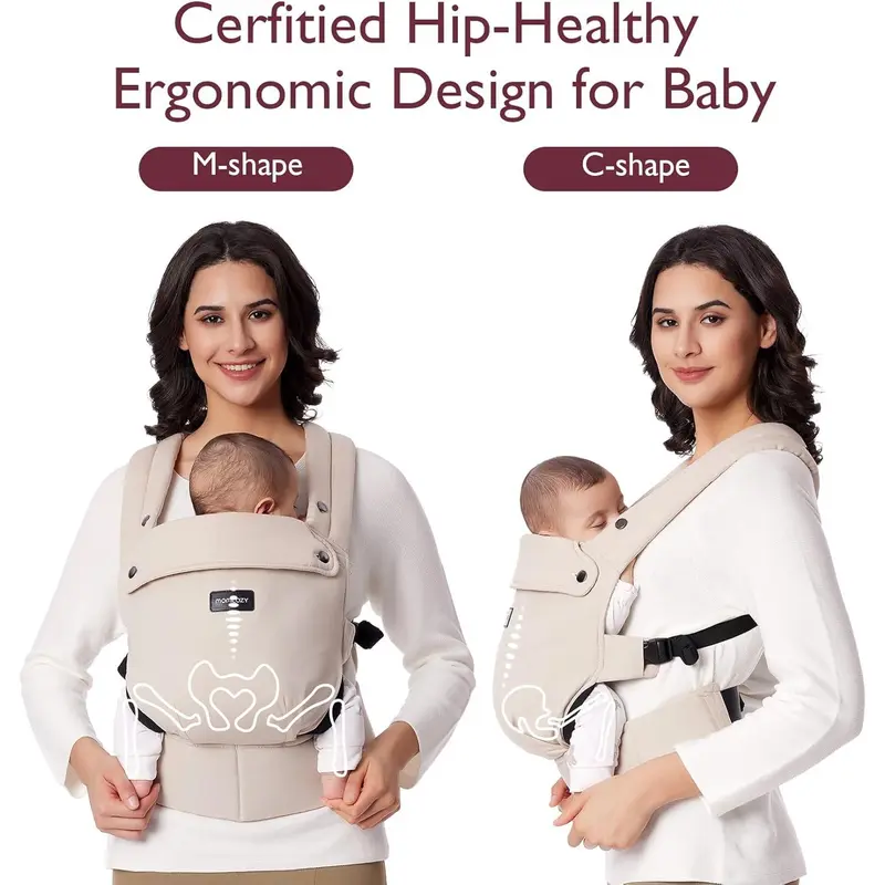 Baby Carrier - Ergonomic, Cozy and Lightweight Infant Carrier for 7-44lbs, Effortless to Put On, Ideal for Hands-Free Parenting, Enhanced Lumbar Support, Khaki 3