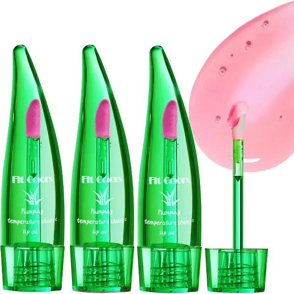 Aloe Vera Temperature Sensitive Color Changing Lip Gloss with Pink Lips After Use - Lipstick, Makeup Lipstick Makeup Glossy Cosmetic Hydrating Moisturizing Moisture Moisturizer Hydrate