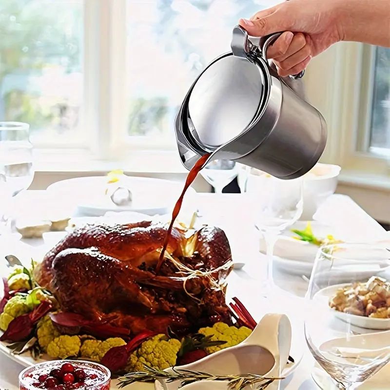 Double insulated gravy boat - stainless steel saucer with hinged lid, ideal for Thanksgiving gravy or cream (450 ml /16 oz) 2