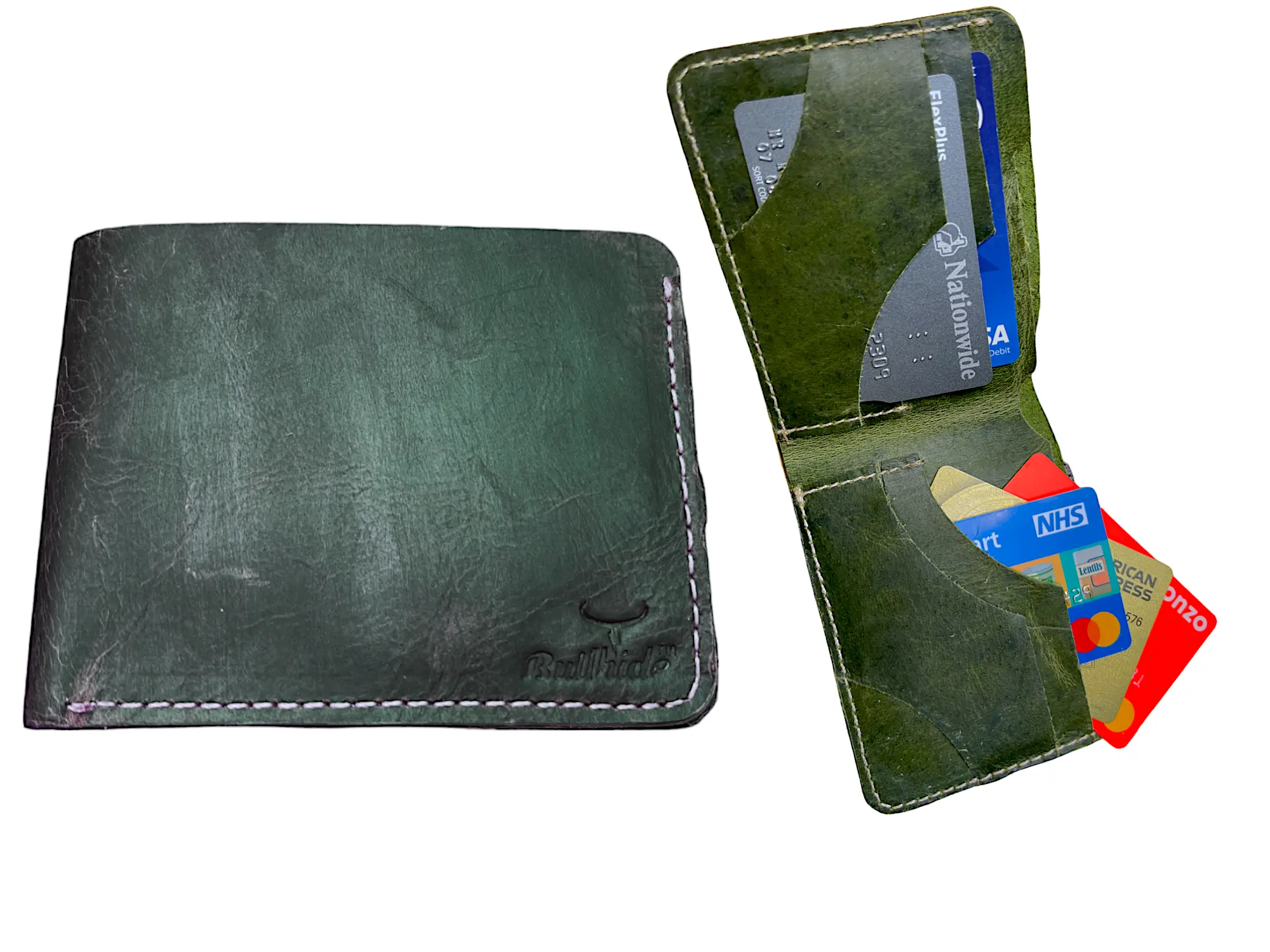 Bullhide Genuine Leather Smart Wallet – Sleek, Durable Credit Card Holder cash holder Green Unisex Wallet