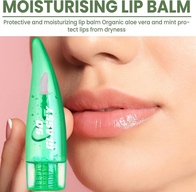 2pcs Aloe Vera Lip Gloss,Aloe Vera Lip Oil,Lip Oil Tinted,Long Lasting Moisturising Jelly Aloe Vera Lipstick,Color Changing Lip Gloss,Aloe Vera Lip Balm,Temperature Color Change Lipstick,Lipgloss Set Makeup Tools Clear Moisturize Smooth Lip Plumper 5