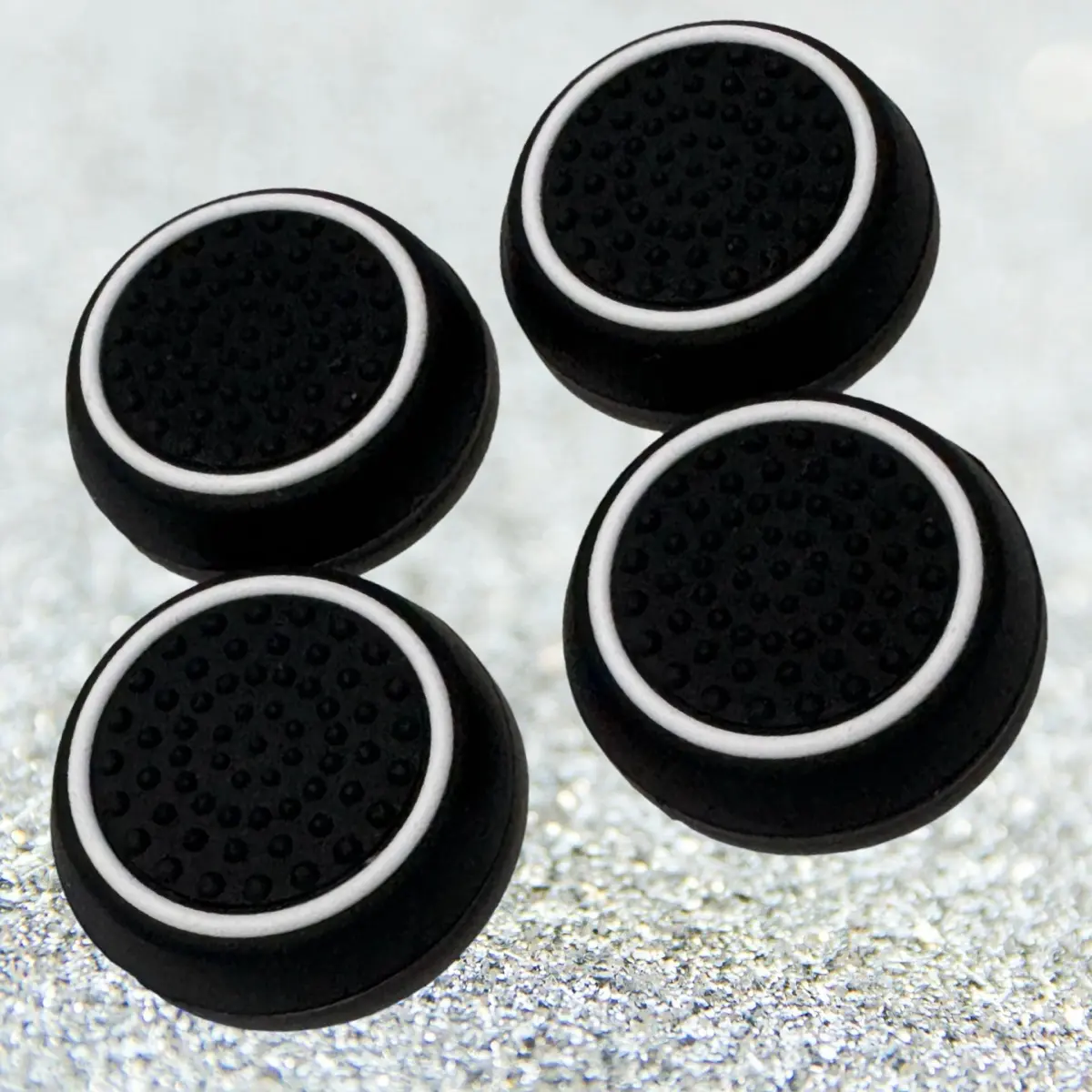 Ultimate Game Thumb Grips For PS4 PS5 & Xbox - 2pcs/4pcs - Black with White Ring