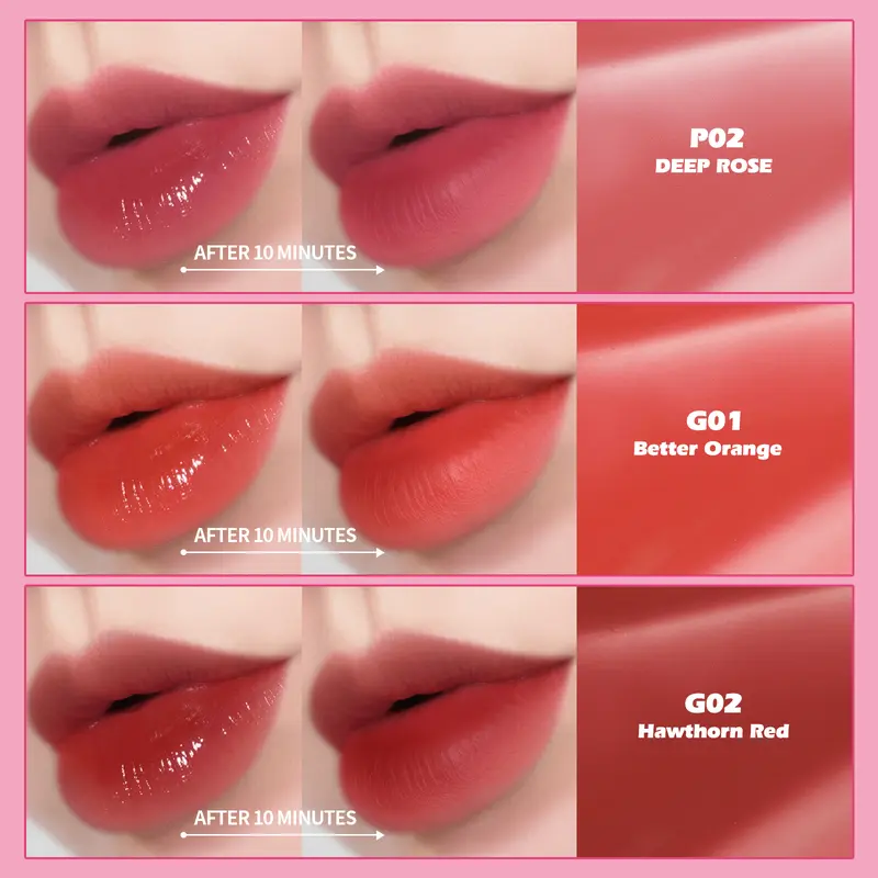 KIMUSE Water Gel Lip Tint 6 Colors Set, Highly Pigmented Long Lasting Moisturizing Glossy Lip Tint Stains 5
