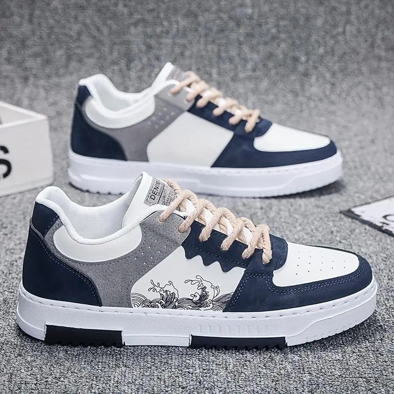 Men's fashion street trend corrugated pattern low-top skateboard shoes, comfortable non-slip lace-up sneakers, suitable for men's outdoor activities Closed Boy Running Sports Shoes Footwear Casual Runner Training Walking Shoes Athletic Trainer 3