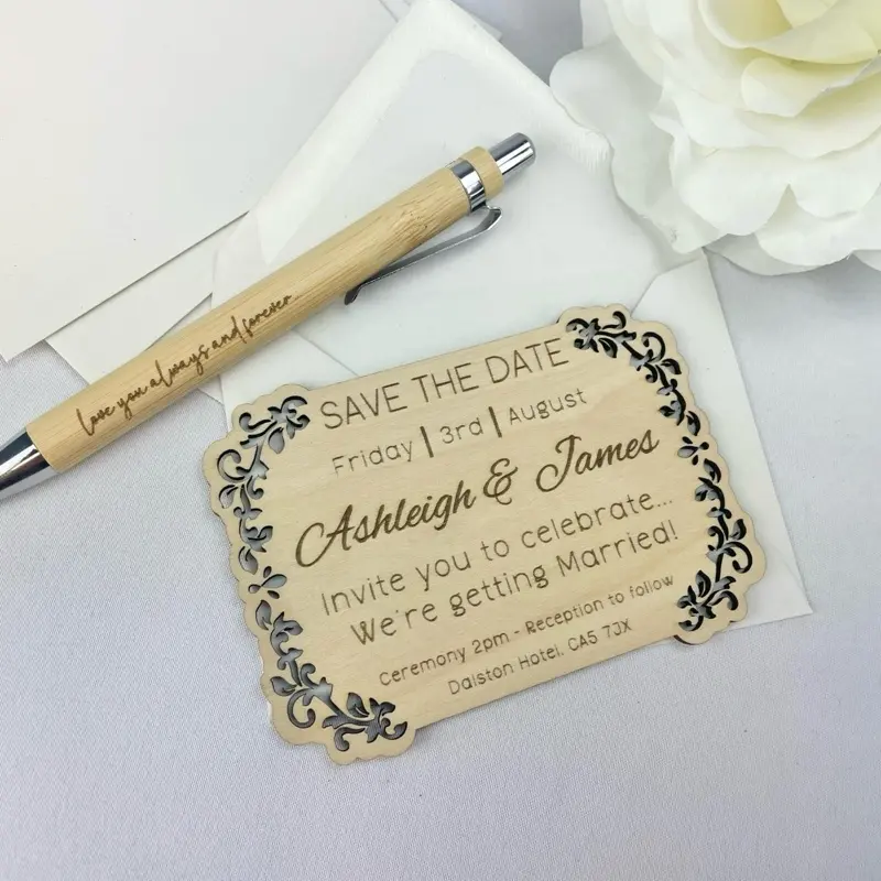 Personalised Wooden Save The Date Invitation with or without magnet
