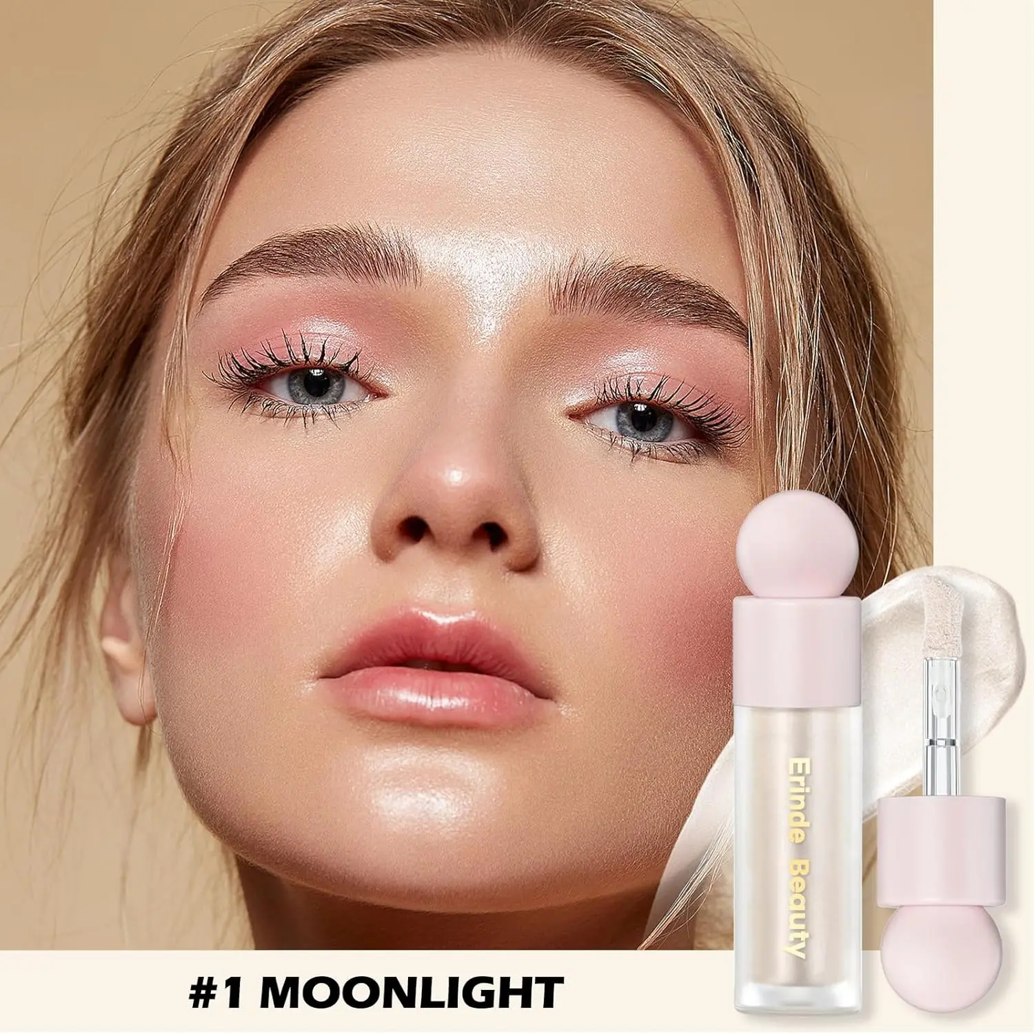 Erinde Liquid Highlighter Makeup, Cream Highlighter, Natural Light Face Highlighter, Brightening Liquid Highlight, Face Body Glow Makeup, Glow Drops Makeup, Highlighter Makeup #11 Moonlight