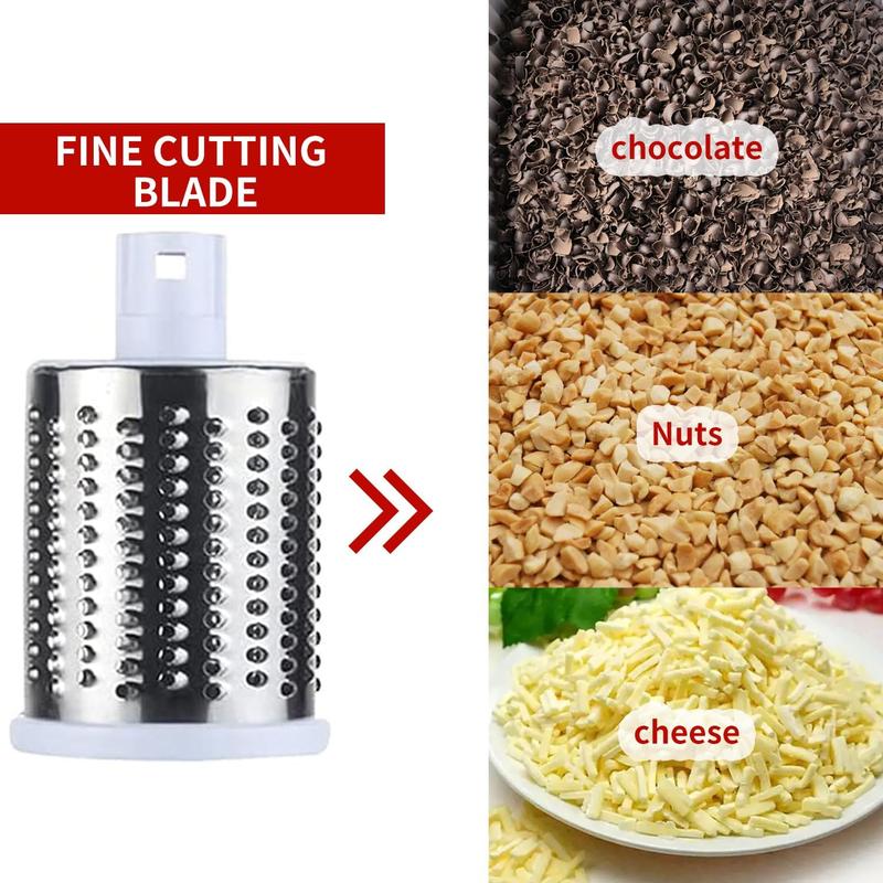 Rotary Cheese Grater - Vegetable Slicer with 3 Interchangeable Stainless Steel Drum Blades, Effortless Slicing and Dicing, 3-in-1 Handheld Vegetable Choppe for Cheese, Vegetables and Nuts Kitchen Utensils 5