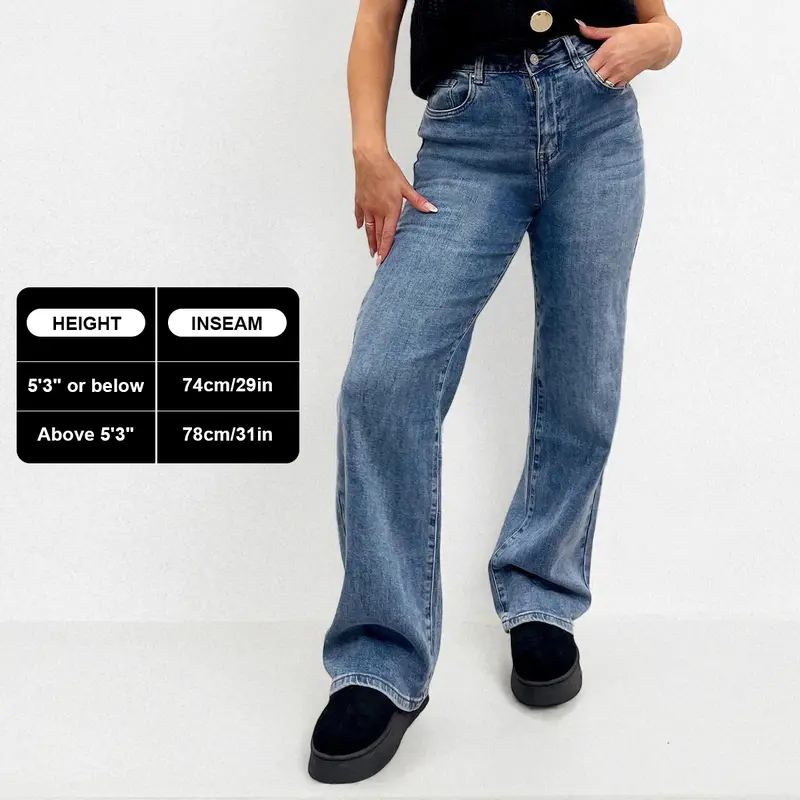 KatchMe Women's Casual Mid-Rise Wide Leg Stretchy Jeans,Street Womenswear,Soft Comfortable Women's Bottoms for Fall & Winter,Denim Trousers for Women (Stretchy Material) 4