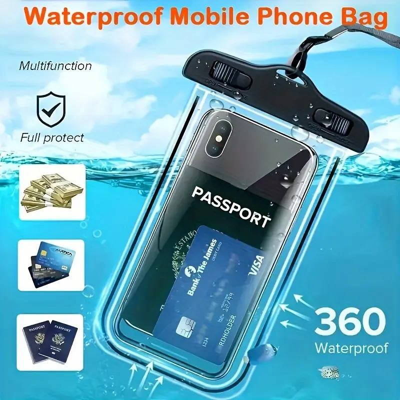 1pc Unisex Transparent Luminous Waterproof Phone Dry Bag – Perfect for Outdoor Enthusiasts, Safeguards Phones Below 6 Inches, Ideal for Surfing, Swimming, Diving, Kayaking, and Water Sports – Durable, Reusable, and Easy to Use 0