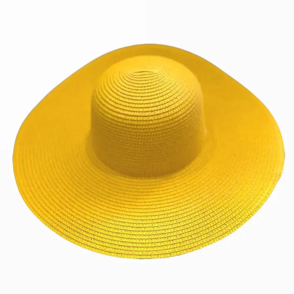 Ladies Plain Colour Straw Pattern Paper Summer Hat Sun Hat