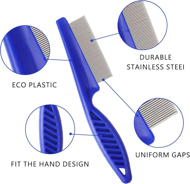 Product Introduction of 2 Pieces Nit Comb, Flea Comb for Cats Dandruff Comb Removal Lice Grooming Combs Fine Teeth Comb Blue Cat Comb Set for Removing Float Hair Tear Stain, Blue 2