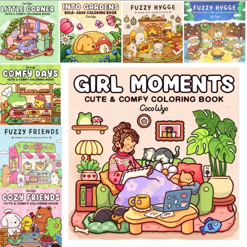8 Pack Coco Wyo Coloring Book for Adults and Teens - Featuring Adorable Creepy Creatures - Festival Gifts cozy friends colouring books