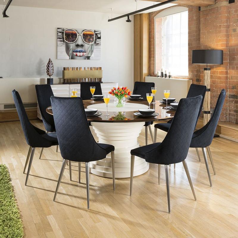 Set of 2 Sleek Velvet High Back Modern Dining Chairs Black Fabric p144 3
