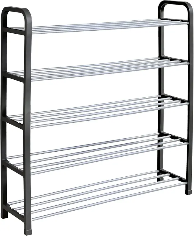 5 Tier Shoe Slots Rack - Space Saving Shoe Storage Organiser with Quick, Tool-Free Assembly - Shoe Slots Holds 15-20 Pairs - Dimensions (L) 75.5cm x (W) 18.5cm x (H) 75.5cm - Black 3