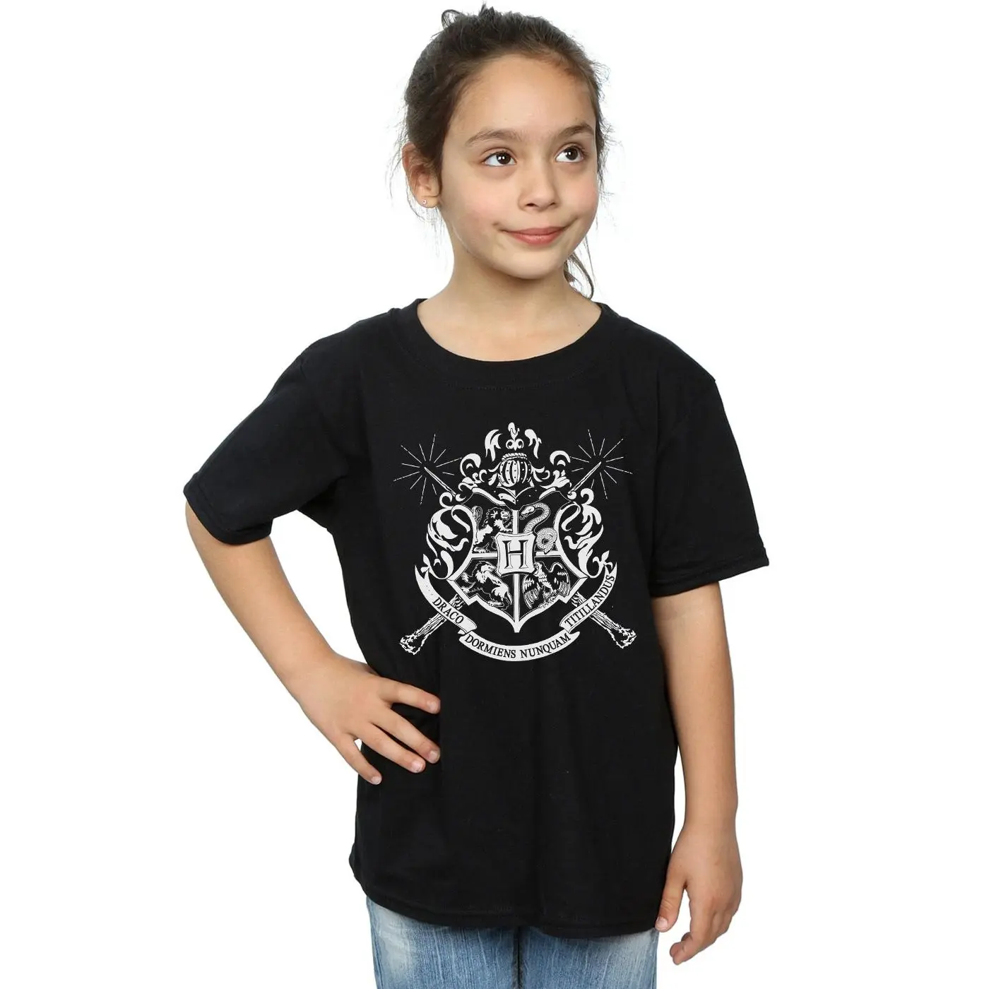 Harry Potter Girls Hogwarts Cotton T-Shirt - Black