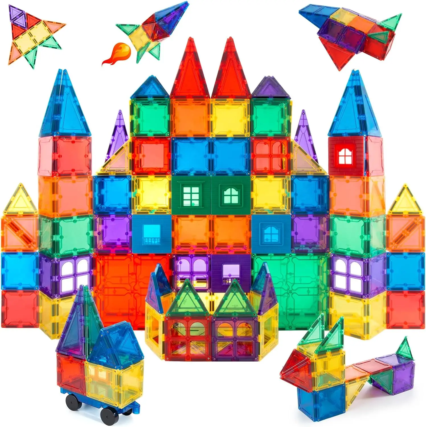 60pcs Magnetic Building Blocks Set - Construction Kit Educational STEM Toys For Kids (Stronger Magnets)