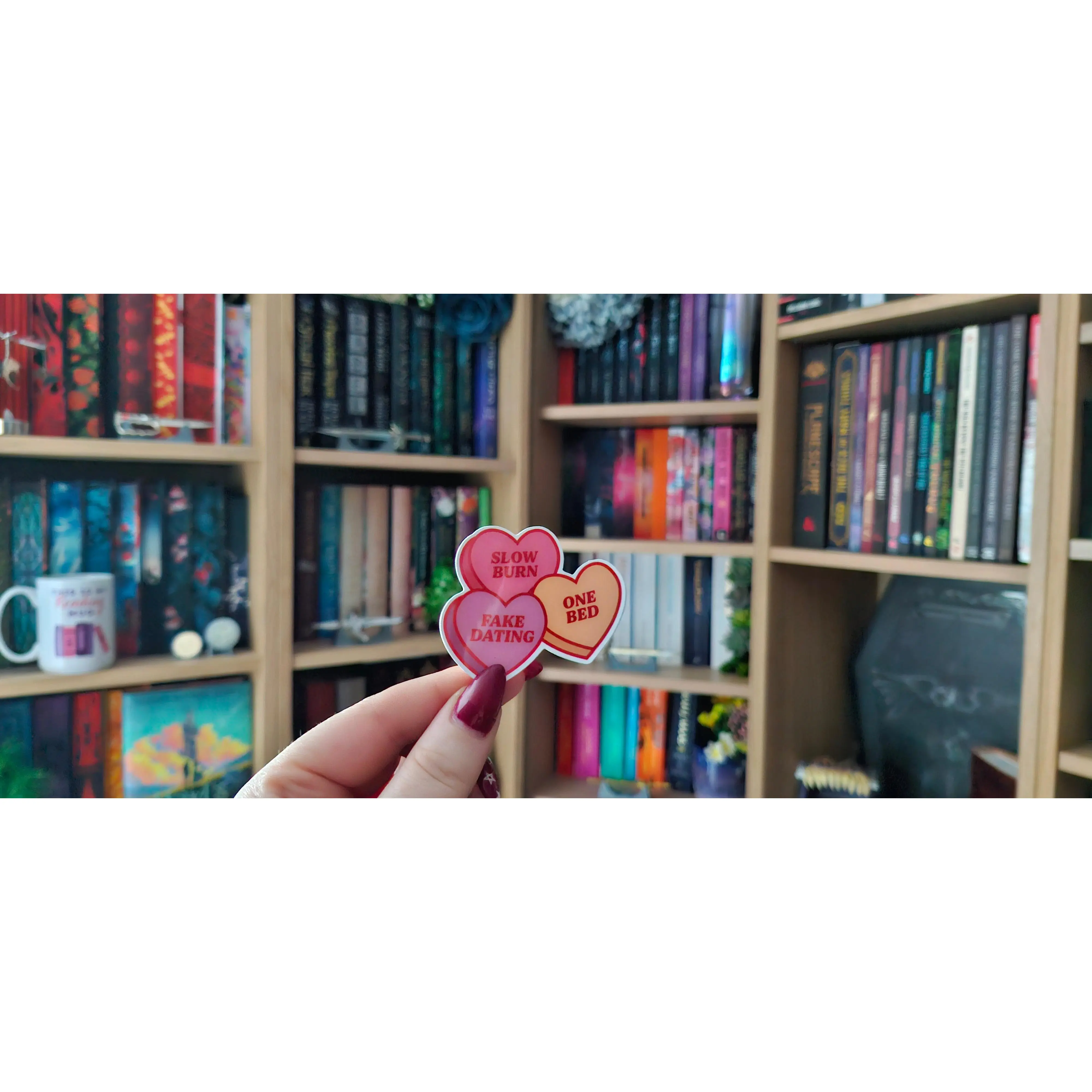 Sticker (Book trope love hearts - Romance ver) Decor Decorative Vinyl Waterproof Print