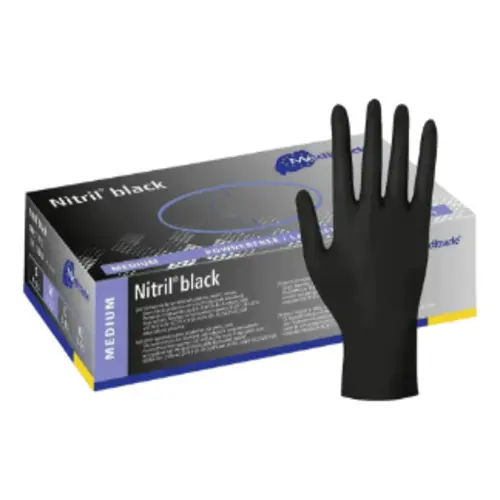 400X 4 Boxes Of 100 Meditrade 1284S Nitrile Black, Nitrile Examination Gloves, Black , Strong Heavy Duty Powder Free Gloves Sizes S-XL Deal Offer 1