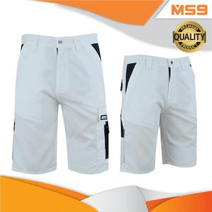 MS9-S1 White Men's Cargo Combat Shorts Uniform Simple Stretch Plain Cotton Menswear Fabrics Polyester Stitch Underwear