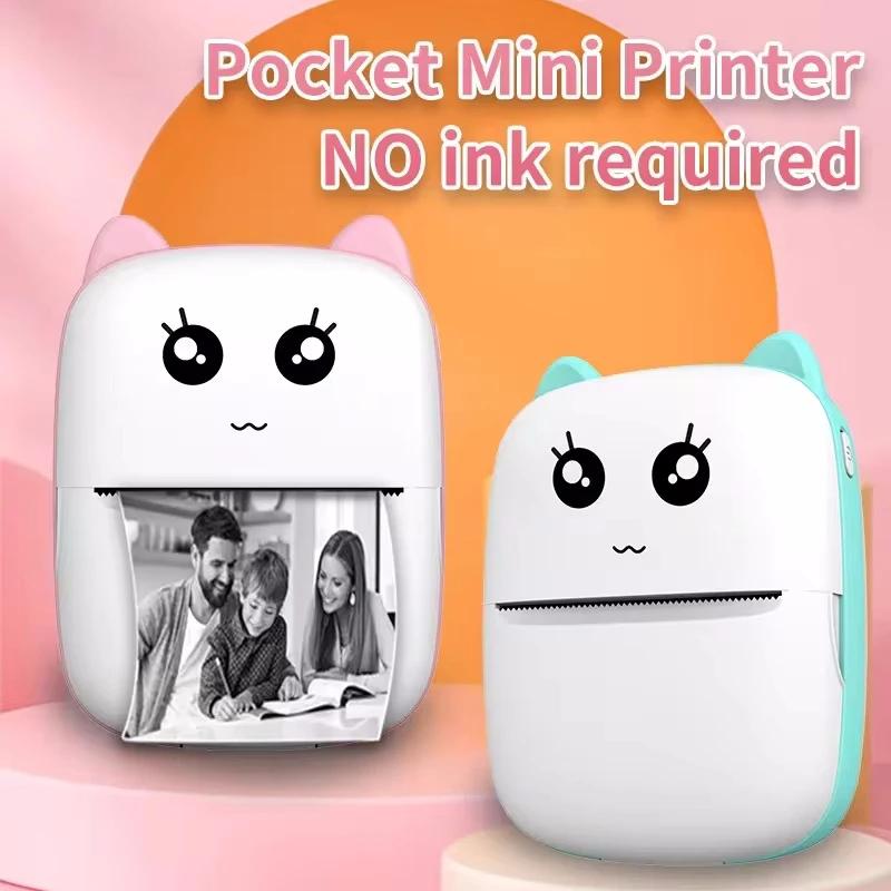 Portable thermal printer mini cat print photo pocket thermal label printer 58mm printing wireless Bluetooth Android iOS printers 1