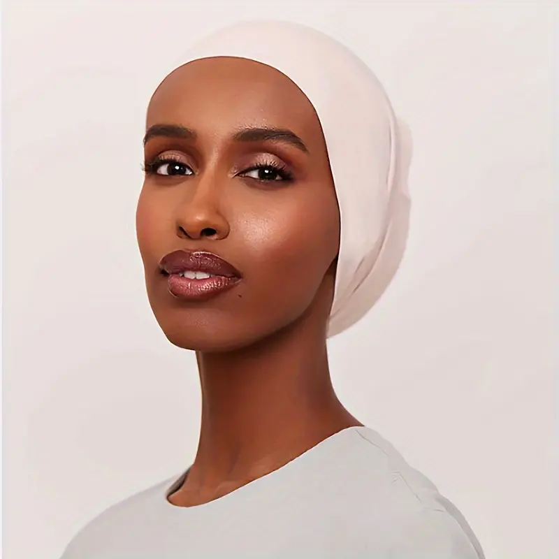 6pcs Women's Solid Color Undercap Set - Breathable Polyester Turban Hats, Lightweight & Comfortable, Stretchy Head Wraps for Ramadan & Chemo Patients, Casual Hijab Caps with Forehead Cross Design 3