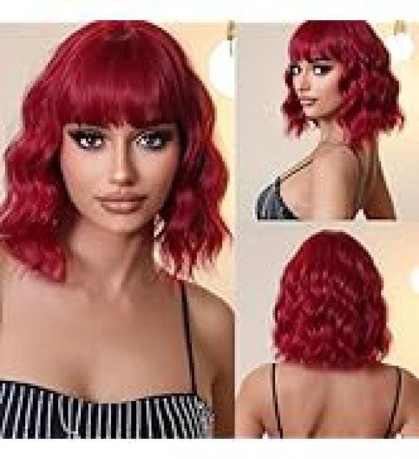 Product Introduction of incohair Green Wigs matcha green Wig with Bangs Women Girls Short Curly Wavy Bob Wig Shoulder Synthetic Party Wigs Wig Cap Included (matcha green) 42