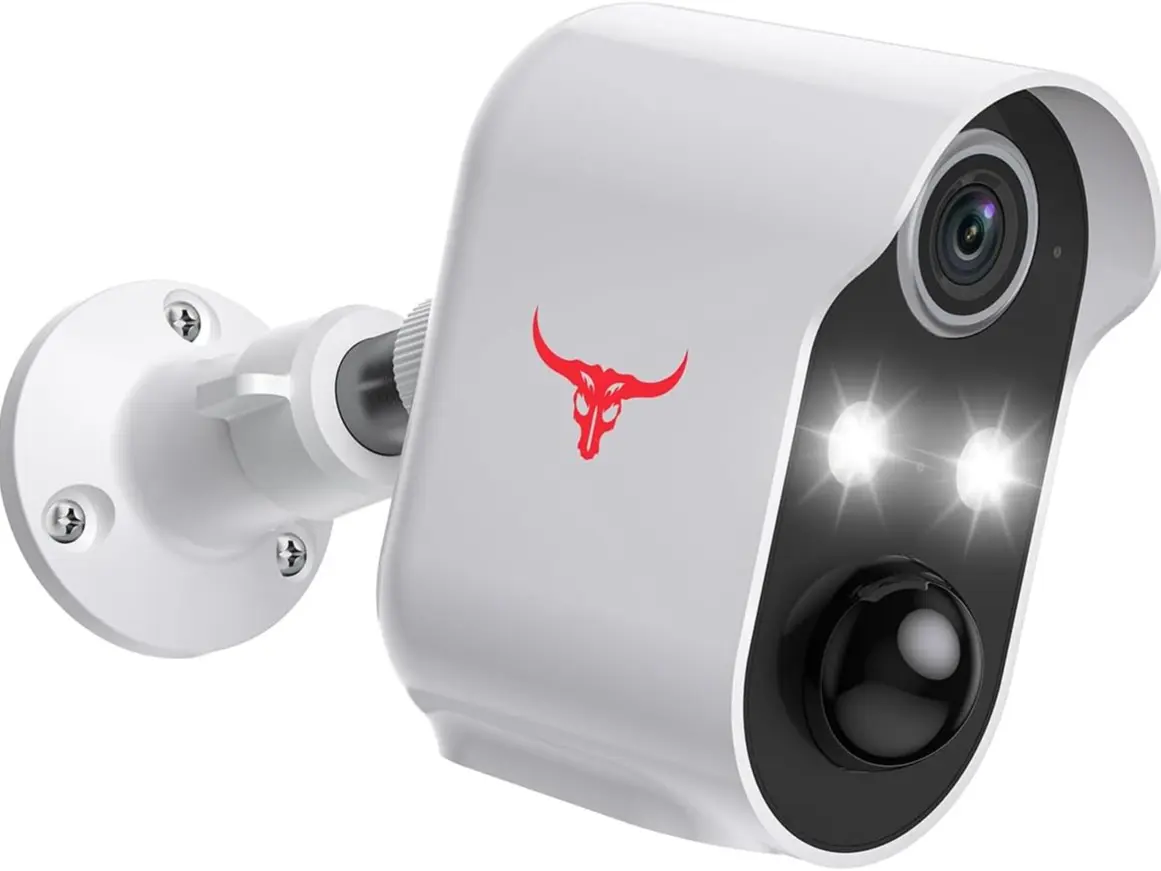 Uk Stock 1080p Wireless Security Camera, Indoor/Outdoor Surveillance Bullet Cam, Live View, AI Human Detection, Night Vision, 2-Way Audio, IP65 Waterproof, Cloud Storage (2 Spotlights) wifi