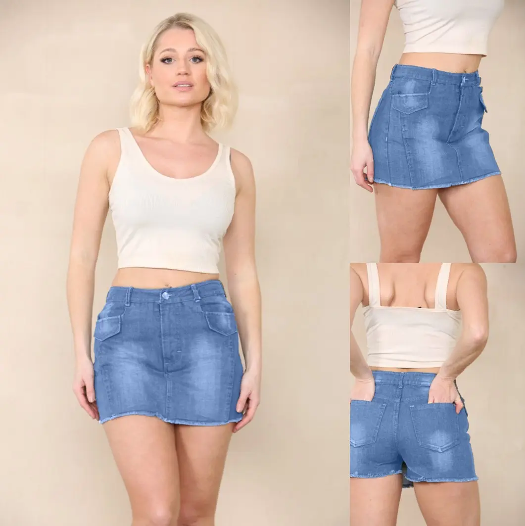 RAIS Women’s High-Rise Mini Denim Skort - Shorts and Mini Skirt, Size 6-14 Cotton