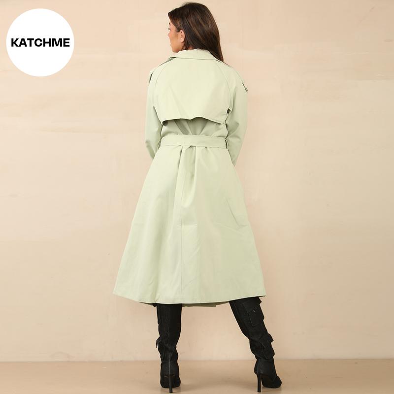 KatchMe Women's Oversized Premium Waist Tie Double Breasted Trench Coat (UK 8-22),High-End Outerwear Jacket,Plain Minimalist Side Pocket Lady's Outfits 3