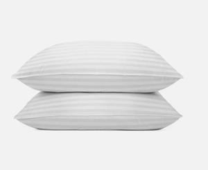 2-Pack Luxury Hotel Quality Sateen Stripe Bed Support Pillows - Hypoallergenic & Machine Washable