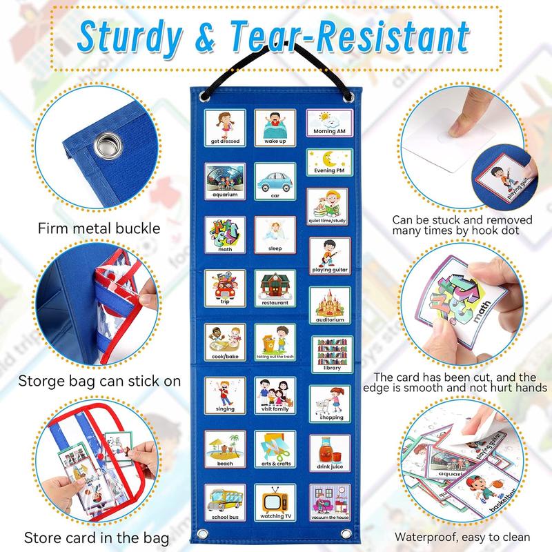 Visual Timetable, Children Visual Now and Next Board Learning Aids Tool with 70 Picture Cards 2