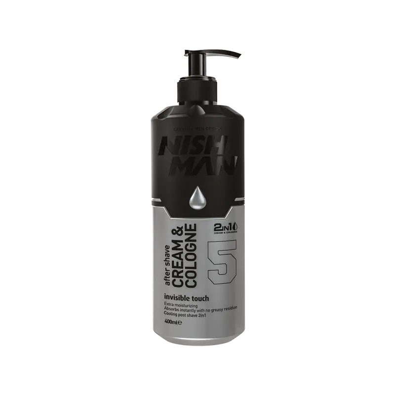 Nishman After Shave Cream & Cologne Invisible Touch Extra Moisturizing Absorbs instantly with no Greasy Residue Cooling Post Shave 2 in 1 Cream and Cologne 400ml No.5 0