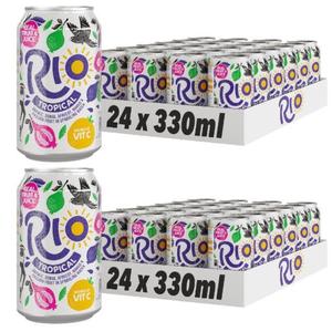 Rio Tropical Drinks Cans 330ml - Pack of 48 (2x 24pk) - With Real Orange, Apricot, Mango, Passion Fruit and Guava Juice Flavours Beverage Sugar
