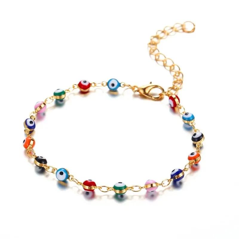 Evil Eye Beads Anklet Lucky Turkish Ankle Chain Gold/Silver Summer Beach 2