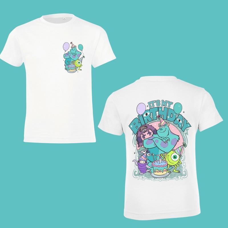 Short Sleeve White Monster Birthday T-Shirt 0
