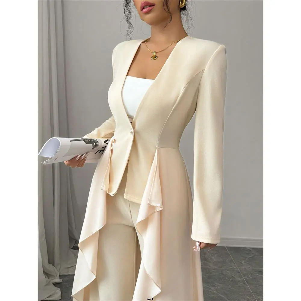 With Blazer Romantic Cinched s ' Women Elenzga Waist Pant Set