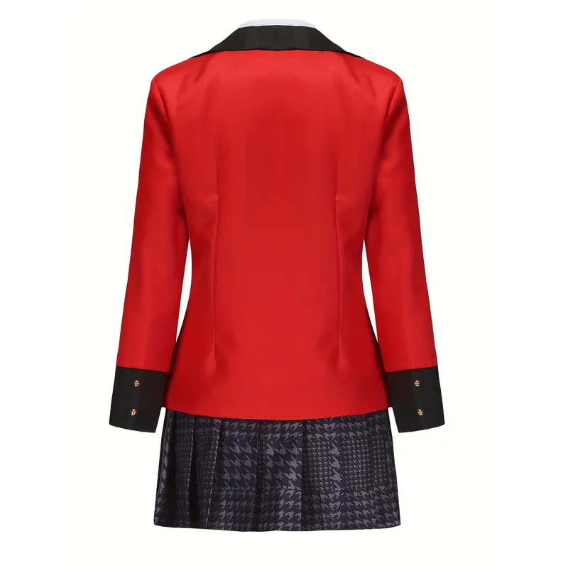Kakegurui Cosplay Costume, Polyester 100% Solid Color V-Neck Long Sleeve Jacket with Button Detail, Slim Fit Regular Top and Placket, Non-Stretch Woven Fabric, All Seasons - Anime Style Outfit 1
