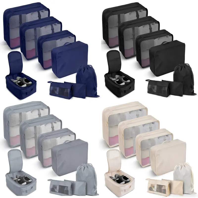 Travel Compression Suitcase Bag with 8 Pcs Luggage Storage Organisers: Packing Cubes 0