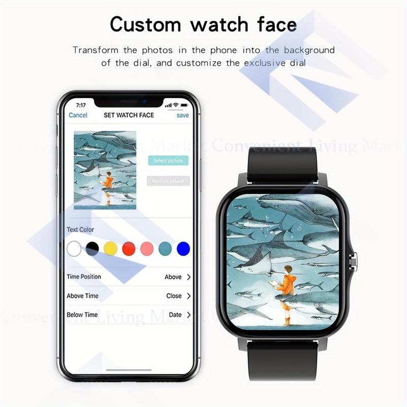 Product Introduction of Men's & Women's Smart Watch: Track Calories, Heart Rate, Sleep, Blood Pressure & More! Compatible With Android & IOS. Devices Wearable Smartphone( non-watertight) 3
